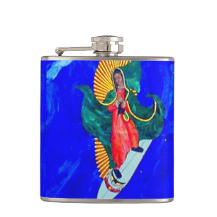 SurfNonne auf blauem Wellenflug angesagter Flasche Flachmann
