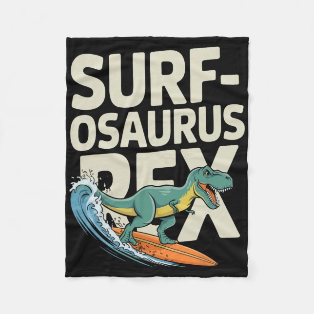 Surfosaurus Rex Lustiger Surfer Dinosaurier  Fleecedecke (Vorderseite)