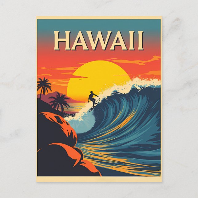 Surfparadies: Hawaii Sunset Adventure Postkarte (Vorderseite)