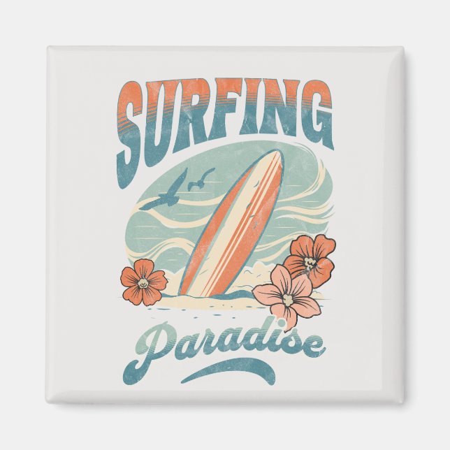 Surfparadies im Retrostil Magnet (Vorne)