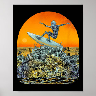 Surfroboter Junk Surfer - Von Emek Artman Poster