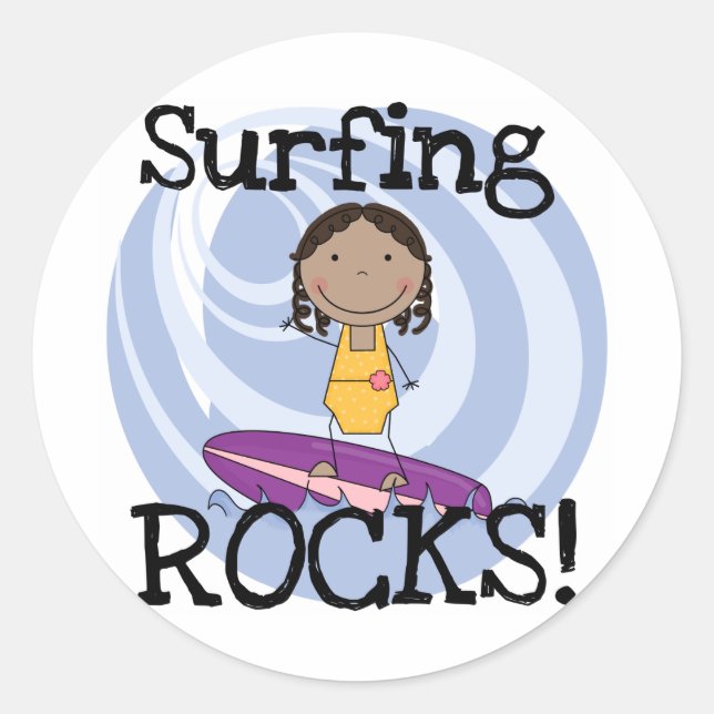 Surfrocks Afrikanische Girl Tshirts Runder Aufkleber (Vorderseite)