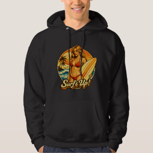 Surf's Up Bikini Pin-Up Retro Surf Shop Grafik Hoodie