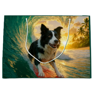 Surfs up Border Collie Große Geschenktüte