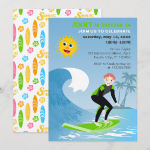 Surf's up boy Birthday Party Einladung