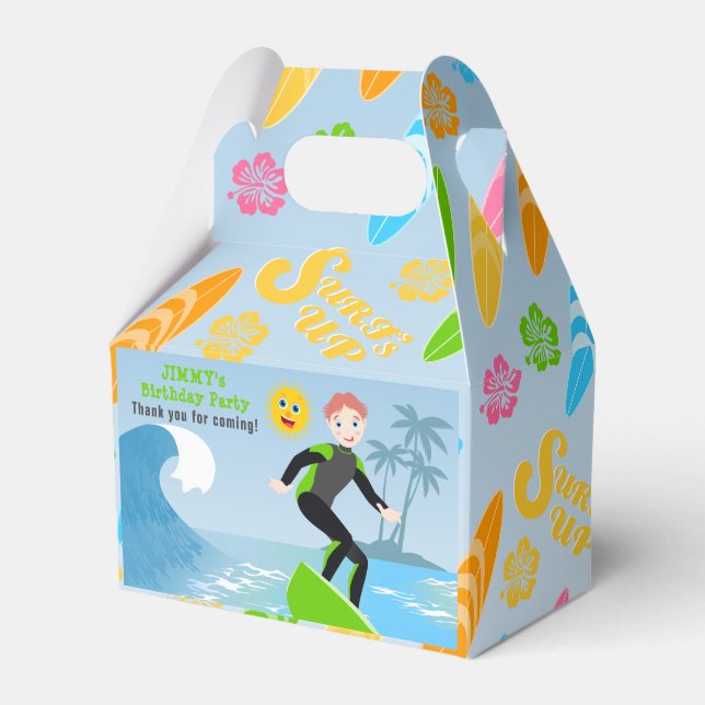 Surf's up boy Birthday Party Geschenkschachtel (Vorderseite)
