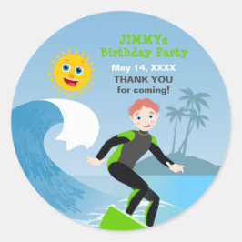 Surf's up boy Birthday Party Runder Aufkleber