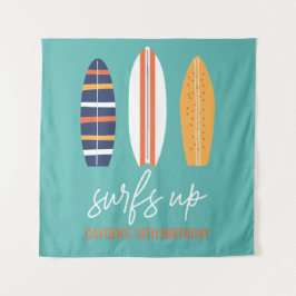 Surfs Up Boy Surfboard Strand Geburtstagsparty Wandteppich