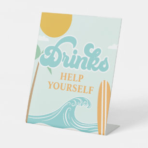 Surf's Up DRINK-Schild Strand Geburtstagsessen Sockelschild