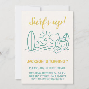 Surf's Up Editable Birthday Einladung