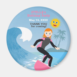 Surf's up Girly Birthday Party Magnet
