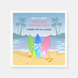 Surf's up Girly Birthday Party Serviette