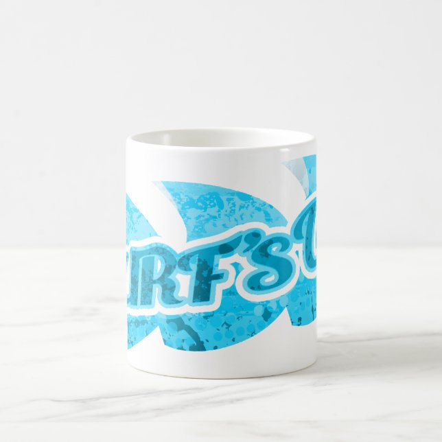 Surf's Up grellblaue Wellen Surfer Sport Tasse (Mittel)