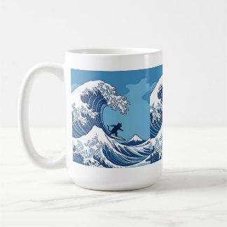 Surf's Up, Kanagawa – Die große Wellen-Katzensurfe Kaffeetasse