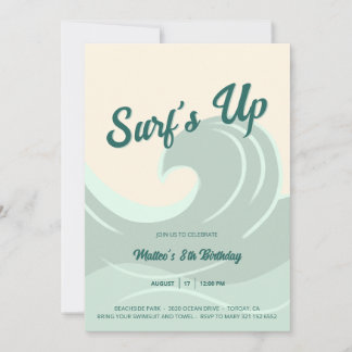 Surf's Up - Kids Birthday Party Invitation Beach Einladung