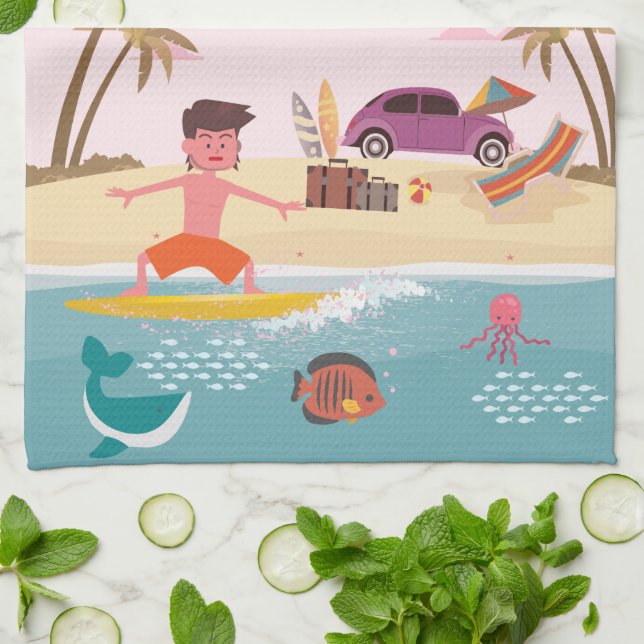 Surf's Up Kitchtuch Geschirrtuch (Gefaltet)