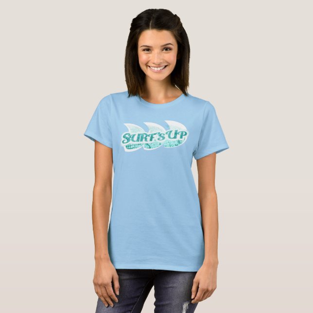 Surf's Up Ladys Wasserwellen oben T-Shirt (Vorne ganz)