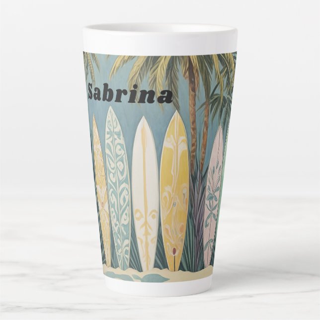 Surf's Up, Pastellstil Personalisiert Milchtasse (Vorderseite)
