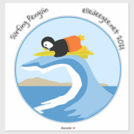 Surf's Up Pinguin Custom-Cut Vinyl Sticker