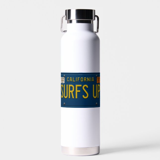 Surfs Up Retro 1969 California License Plate Surf Trinkflasche (Vorne)