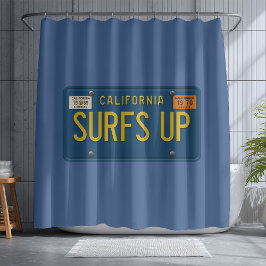 Surfs Up Retro 1969 California Nummernschild Surf Duschvorhang