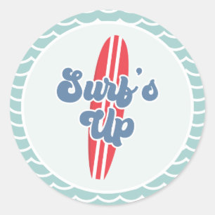 Surfs Up Strandgeburtstag Runder Aufkleber