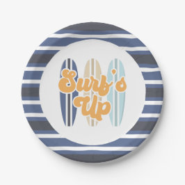 Surf's Up Surfboard Beach Geburtstagspapier-Teller Pappteller
