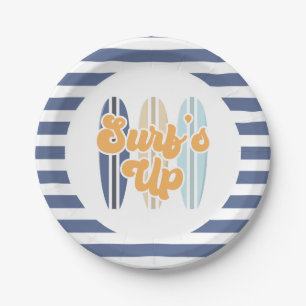 Surf's Up Surfboard Strand Geburtstagspapierteller Pappteller