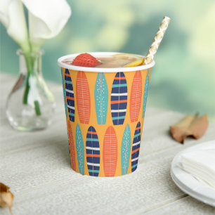 Surfs Up Surfboards Orange Blau Sommer Geburtstag Pappbecher