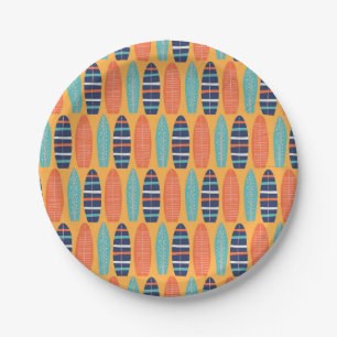 Surfs Up Surfboards Orange Blau Sommer Geburtstag Pappteller