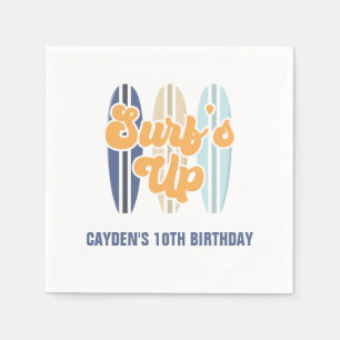 Surf's Up Surfbrett Beach Geburtstag Classic Runde Serviette