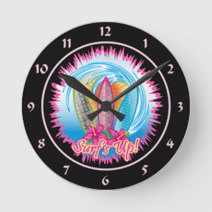 Surf's Up - Surfer Girl Runde Wanduhr