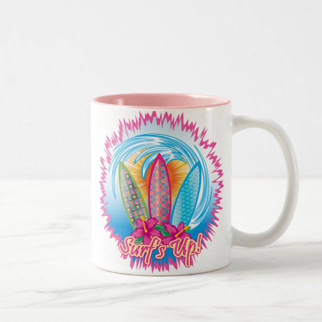 Surf's Up - Surfer Girl Zweifarbige Tasse (Rechts)