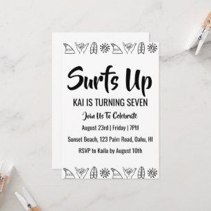 surfs up surfing plage invitations fête d'annivers
