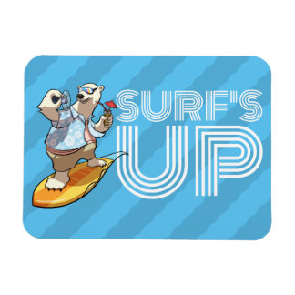 Surf's Up Surfpolar Bär mit Cocktail Cartoon Magnet