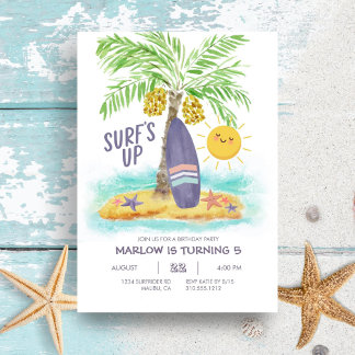 Surf's Up Tropical Beach Geburtstagsparty Einladun Einladung