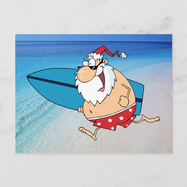 Surfsanta Feiertagspostkarte (Vorderseite)