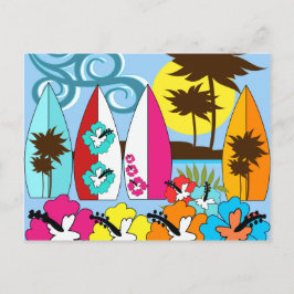 Surfshop Surfen Ocean Beach Surfbretter Palme Tree Postkarte