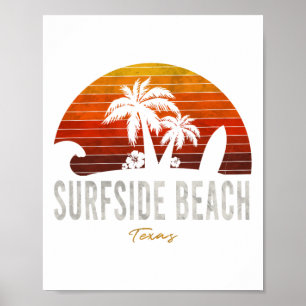Surfside Beach Tx Texas Beach Palms Urlaubsurf Poster
