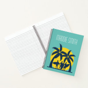 Surfsonne und Palmen cool Surfen Notizbuch