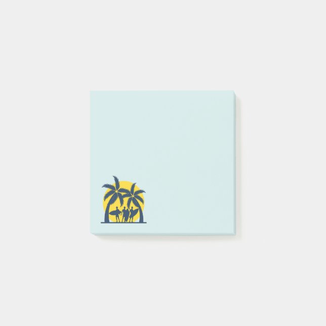 Surfsonne und Palmen cool Surfen Post-it Klebezettel (Vorderseite)