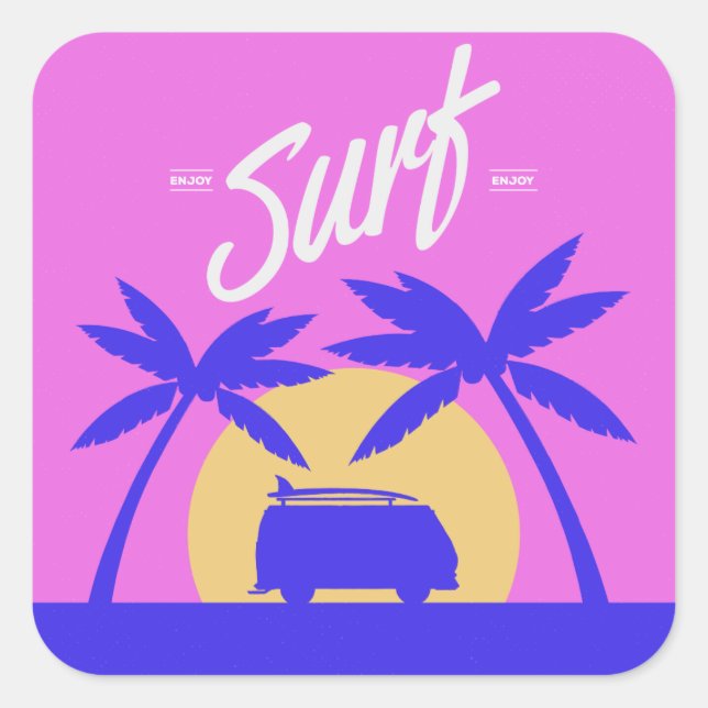 Surfsticker Quadratischer Aufkleber (Vorderseite)