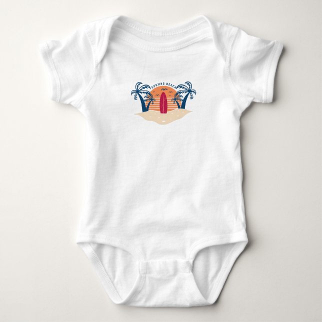 Surfstrand Baby Strampler (Vorderseite)
