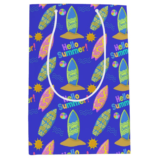 Surfstrand Sommer Mittlere Geschenktüte (Vorderseite)