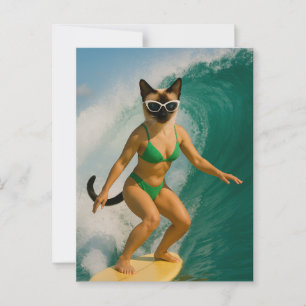 Surfthema für Siamkatzenliebhaber Postkarte