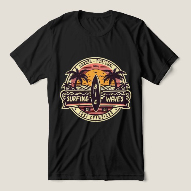 Surfwellen nazaré Tri-Blend shirt (Design Vorderseite)