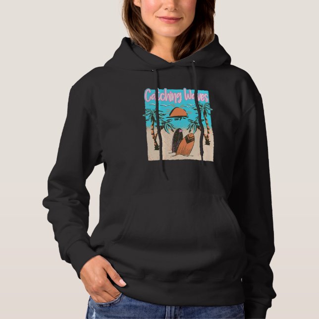 Surfwellen Surfen Strand Vintag Surfen Hoodie (Vorderseite)