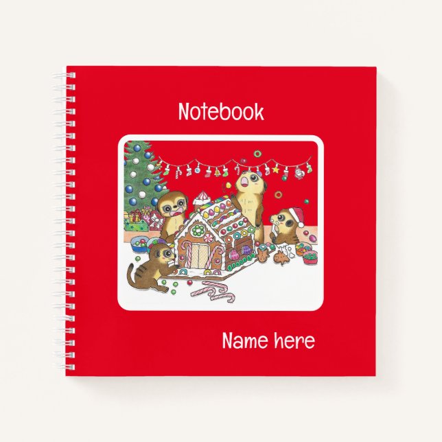 Suricate Mignon Cahier Personnalisé Rouge (Devant)