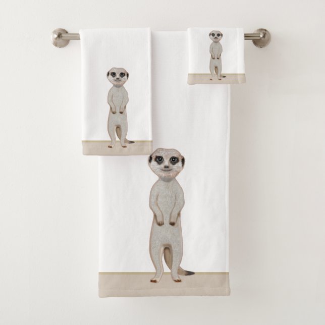 Suricate sur beige et blanc (En situation)