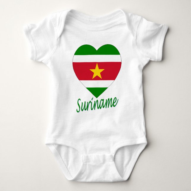 Surinam-Flaggen-Herz Baby Strampler (Vorderseite)
